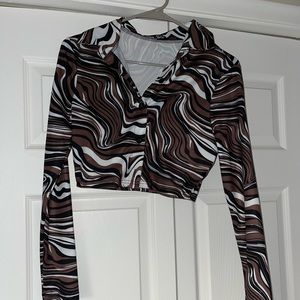 shein brown swirl top